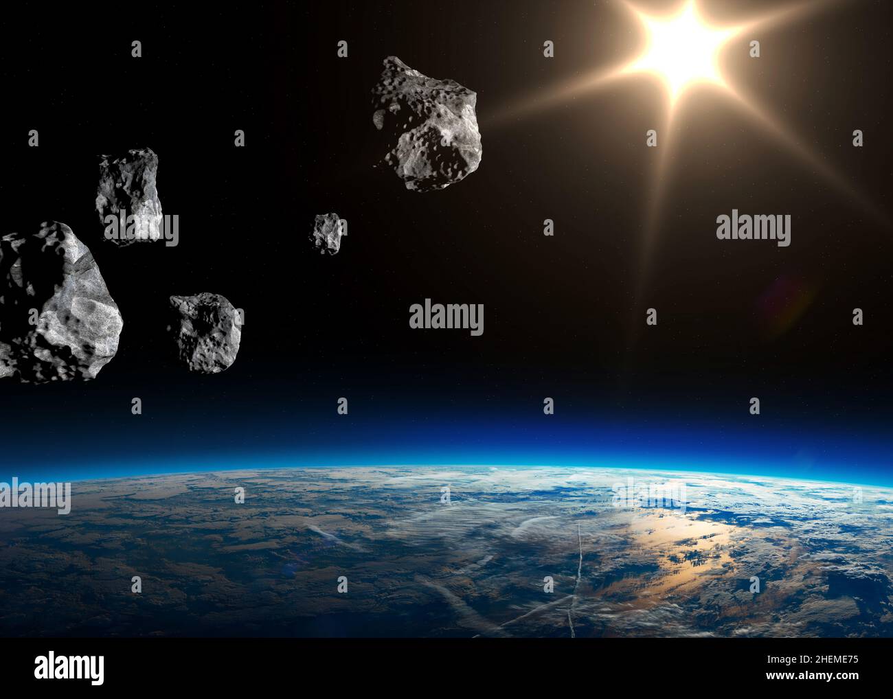 Asteroidi vicino al pianeta Terra. Ideare un oggetto potenzialmente pericoloso. Elementi di questa immagine forniti dalla NASA. Foto Stock