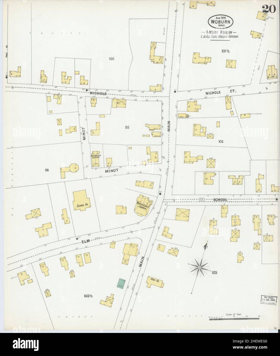 Sanborn Fire Insurance Map da Woburn, Middlesex County, Massachusetts. Foto Stock