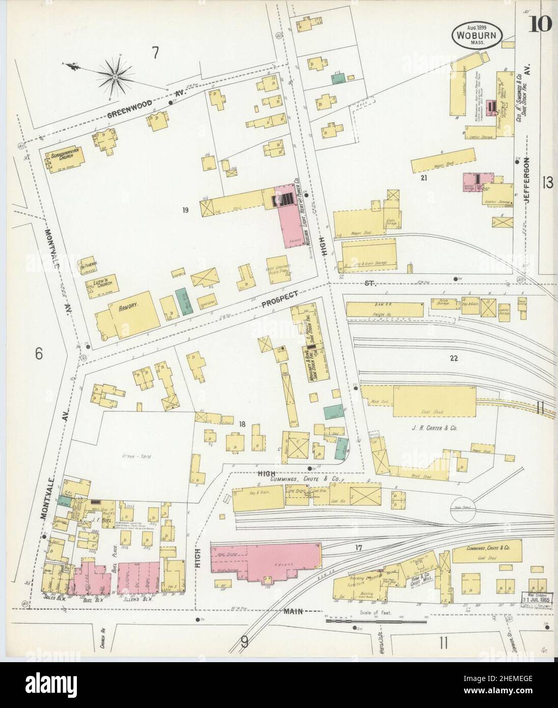 Sanborn Fire Insurance Map da Woburn, Middlesex County, Massachusetts. Foto Stock