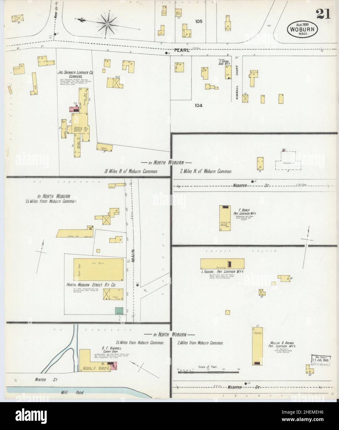 Sanborn Fire Insurance Map da Woburn, Middlesex County, Massachusetts. Foto Stock