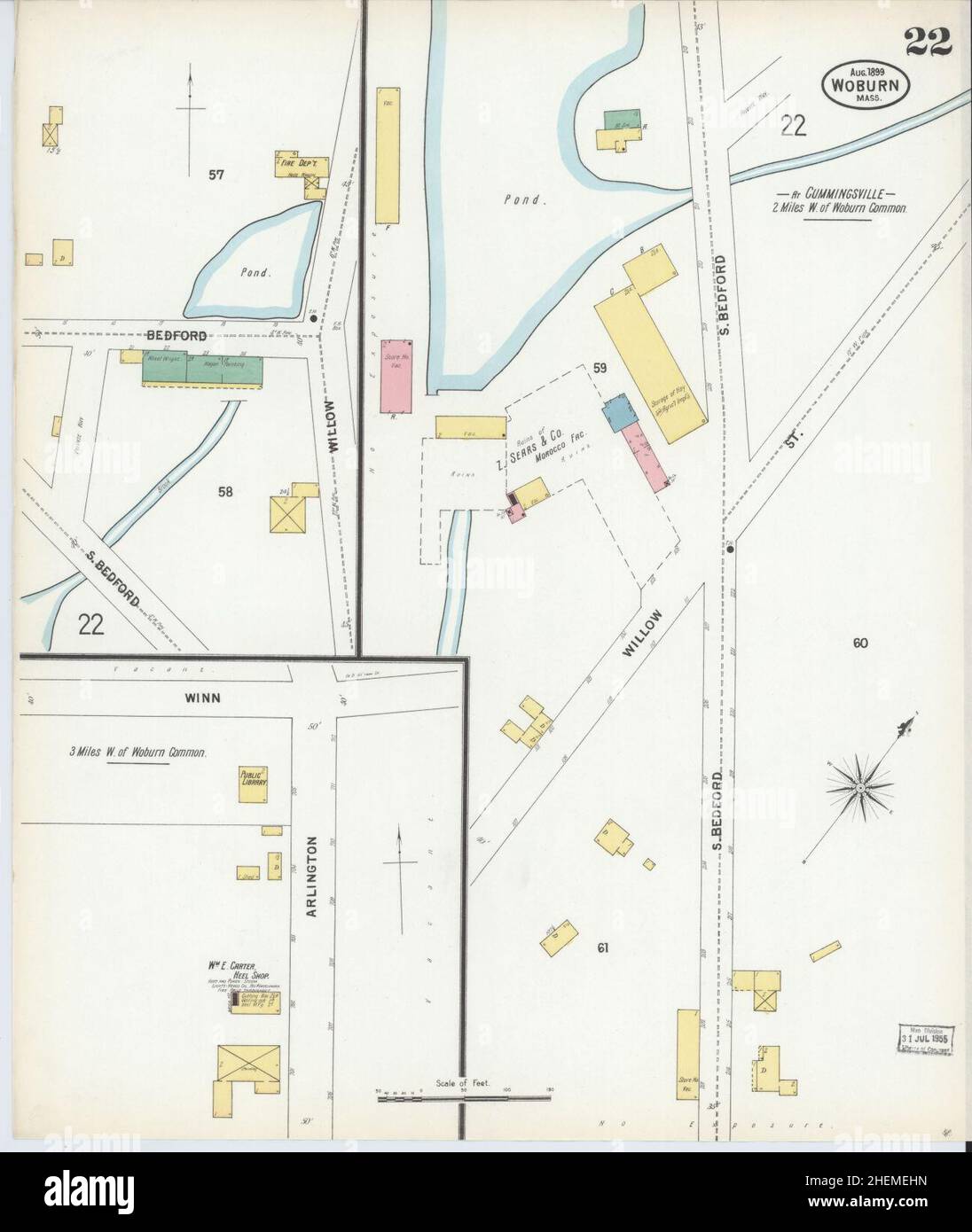 Sanborn Fire Insurance Map da Woburn, Middlesex County, Massachusetts. Foto Stock