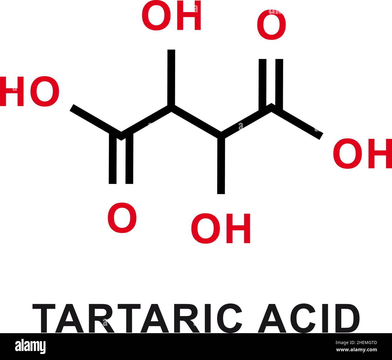 Formula chimica dell'acido tartarico. Struttura molecolare chimica