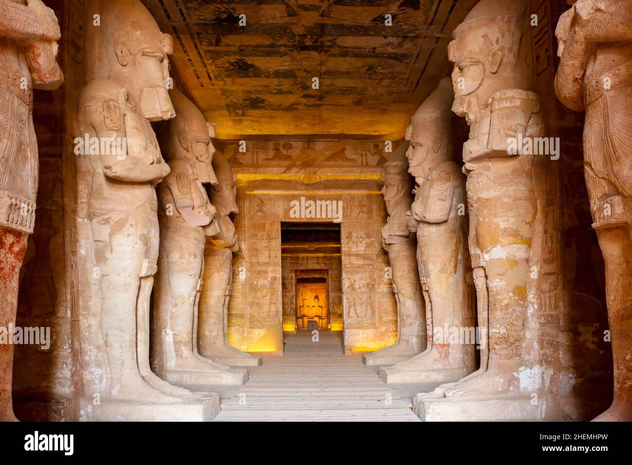 Abu Simbel, Egitto - all'interno del grande tempio di Ramses II ad Abu Simbel. Foto Stock
