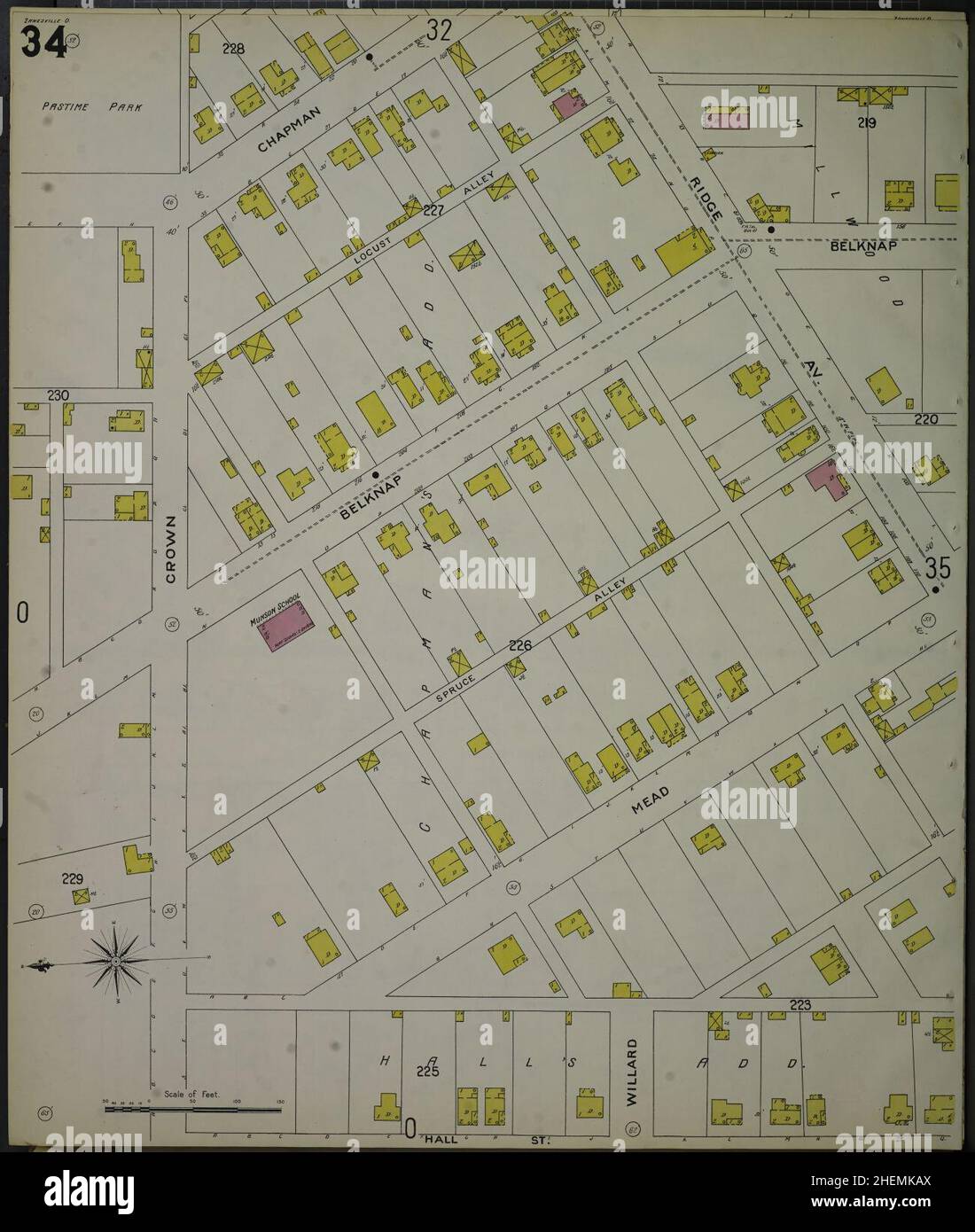 Sanborn Fire Insurance Map from Zanesville, Muskingum County, Ohio. Foto Stock