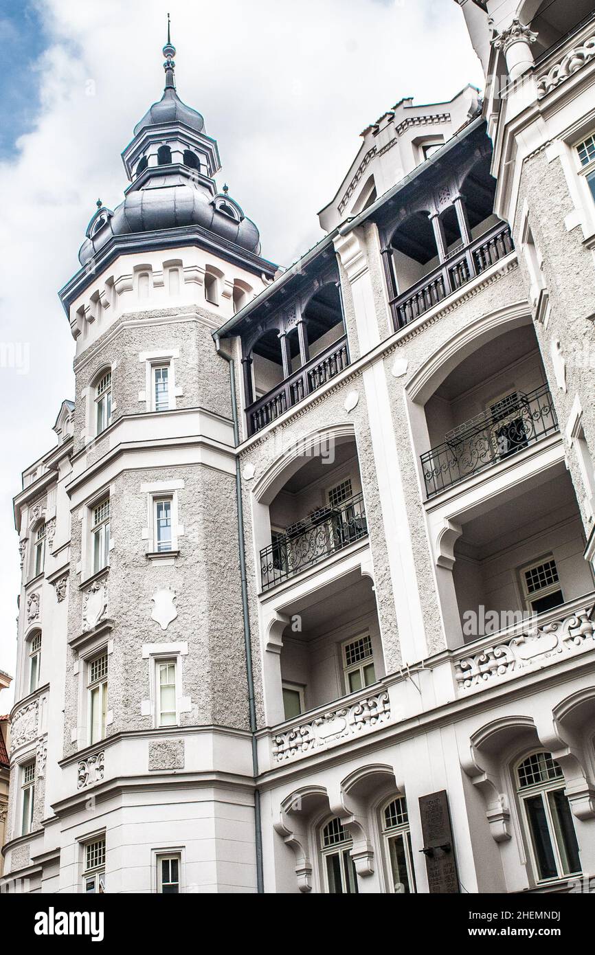 Brno Repubblica Ceca architettura gotica vista nel centro storico senza gente Foto Stock