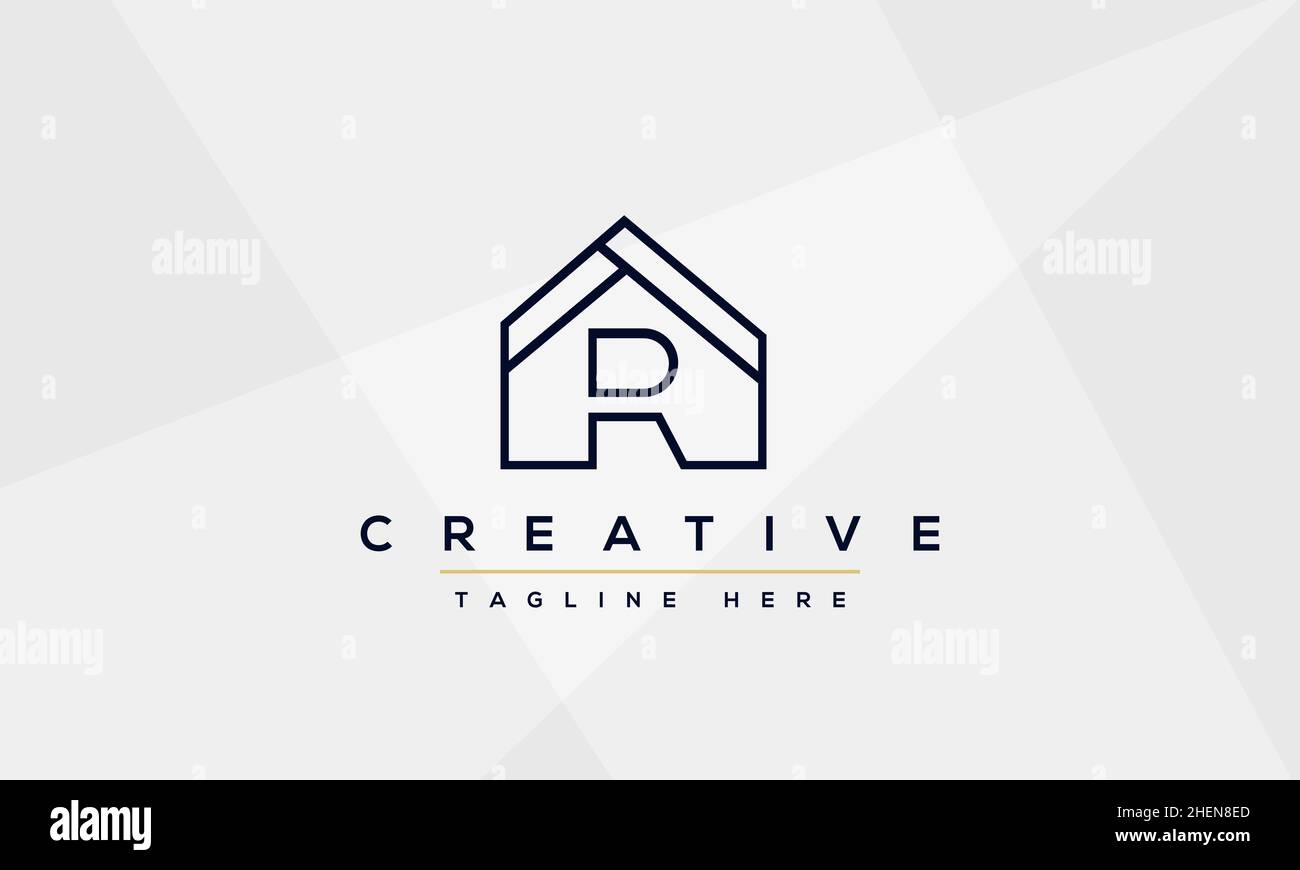 Disegno astratto dell'icona del logo della lettera R del monogramma. Modello vettoriale basato su R RR creativo minimalista Illustrazione Vettoriale