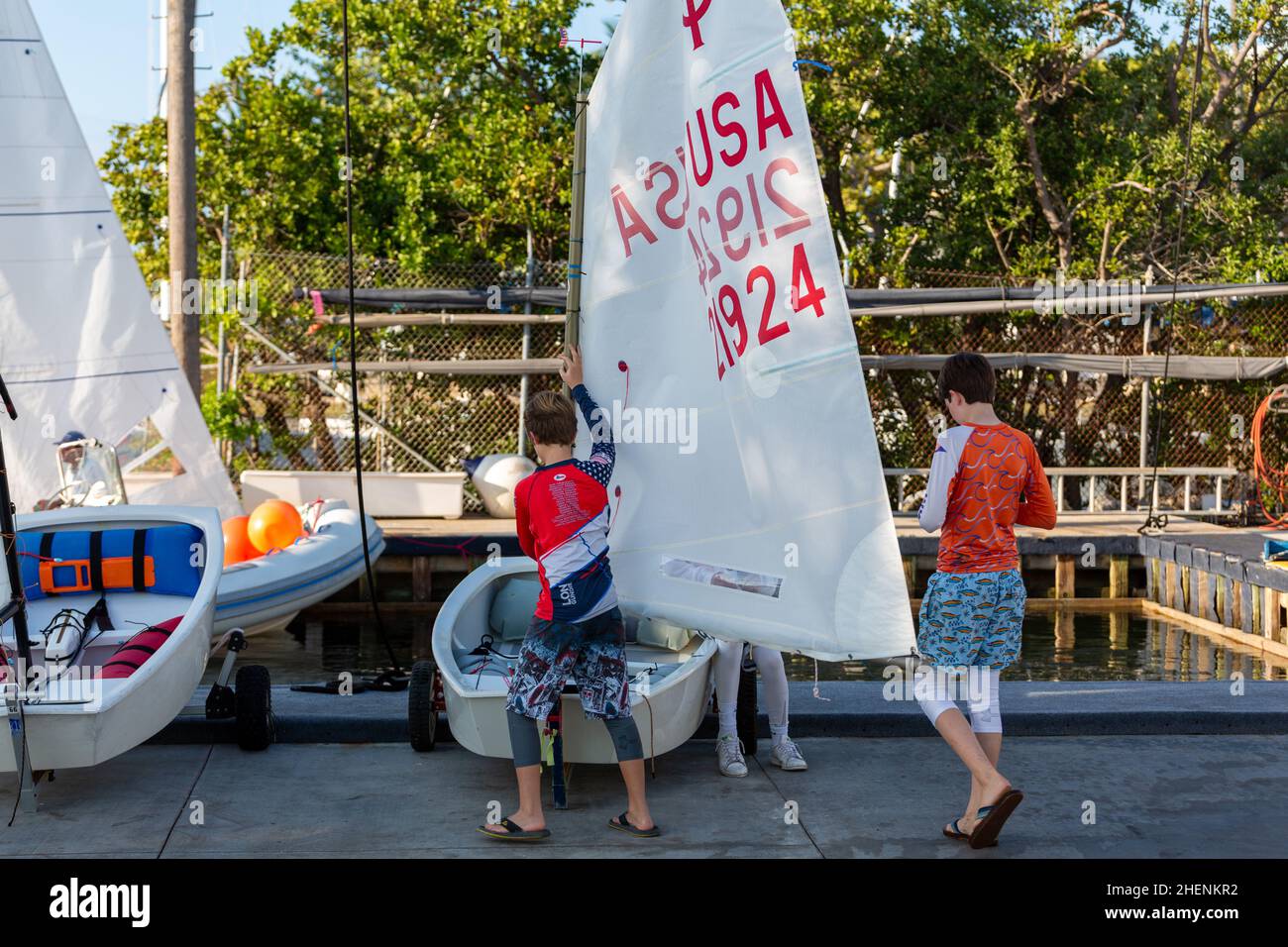 US Open Sailing Series - US Sailing. Serie di Coppa del mondo Hempel a Miami, Florida. Barche a vela. Foto Stock