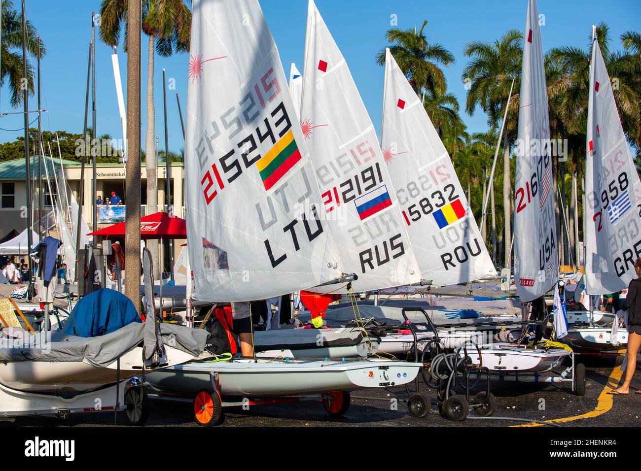 US Open Sailing Series - US Sailing. Serie di Coppa del mondo Hempel a Miami, Florida. Barche a vela. Foto Stock