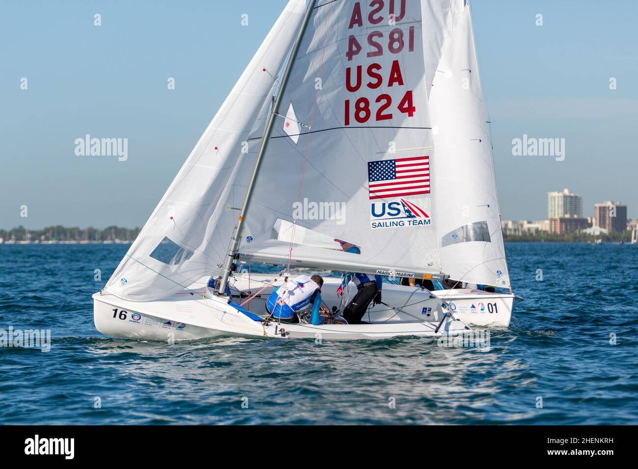 US Open Sailing Series - US Sailing. Serie di Coppa del mondo Hempel a Miami, Florida. Barche a vela. Foto Stock