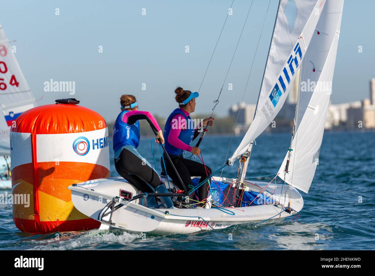 US Open Sailing Series - US Sailing. Serie di Coppa del mondo Hempel a Miami, Florida. Barche a vela. Foto Stock