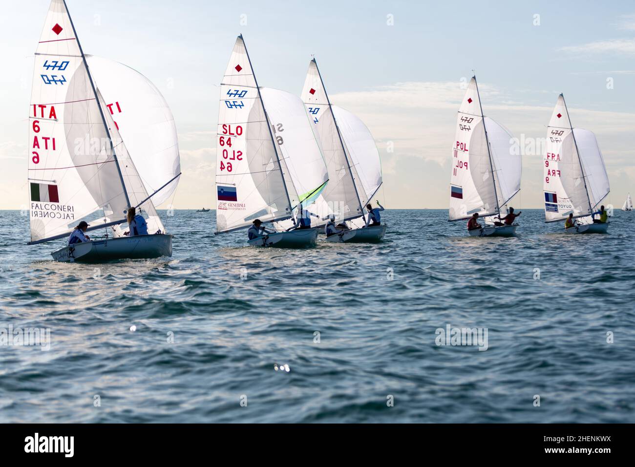 US Open Sailing Series - US Sailing. Serie di Coppa del mondo Hempel a Miami, Florida. Barche a vela. Foto Stock