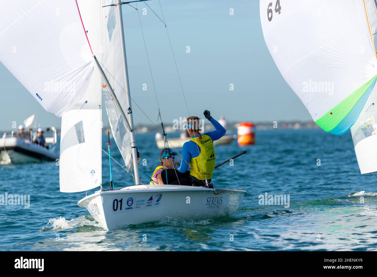 US Open Sailing Series - US Sailing. Serie di Coppa del mondo Hempel a Miami, Florida. Barche a vela. Foto Stock