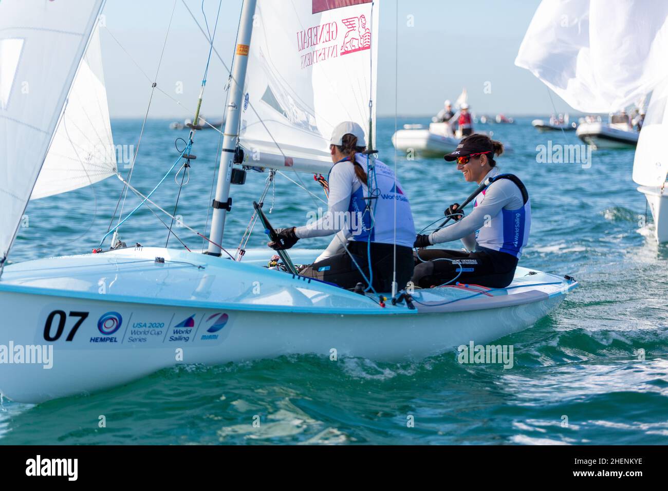 US Open Sailing Series - US Sailing. Serie di Coppa del mondo Hempel a Miami, Florida. Barche a vela. Foto Stock
