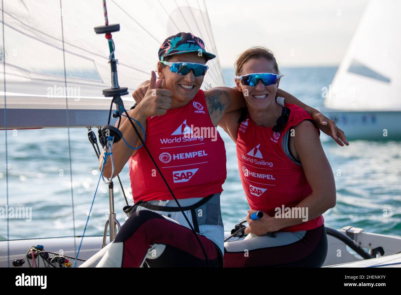 US Open Sailing Series - US Sailing. Serie di Coppa del mondo Hempel a Miami, Florida. Barche a vela. Foto Stock