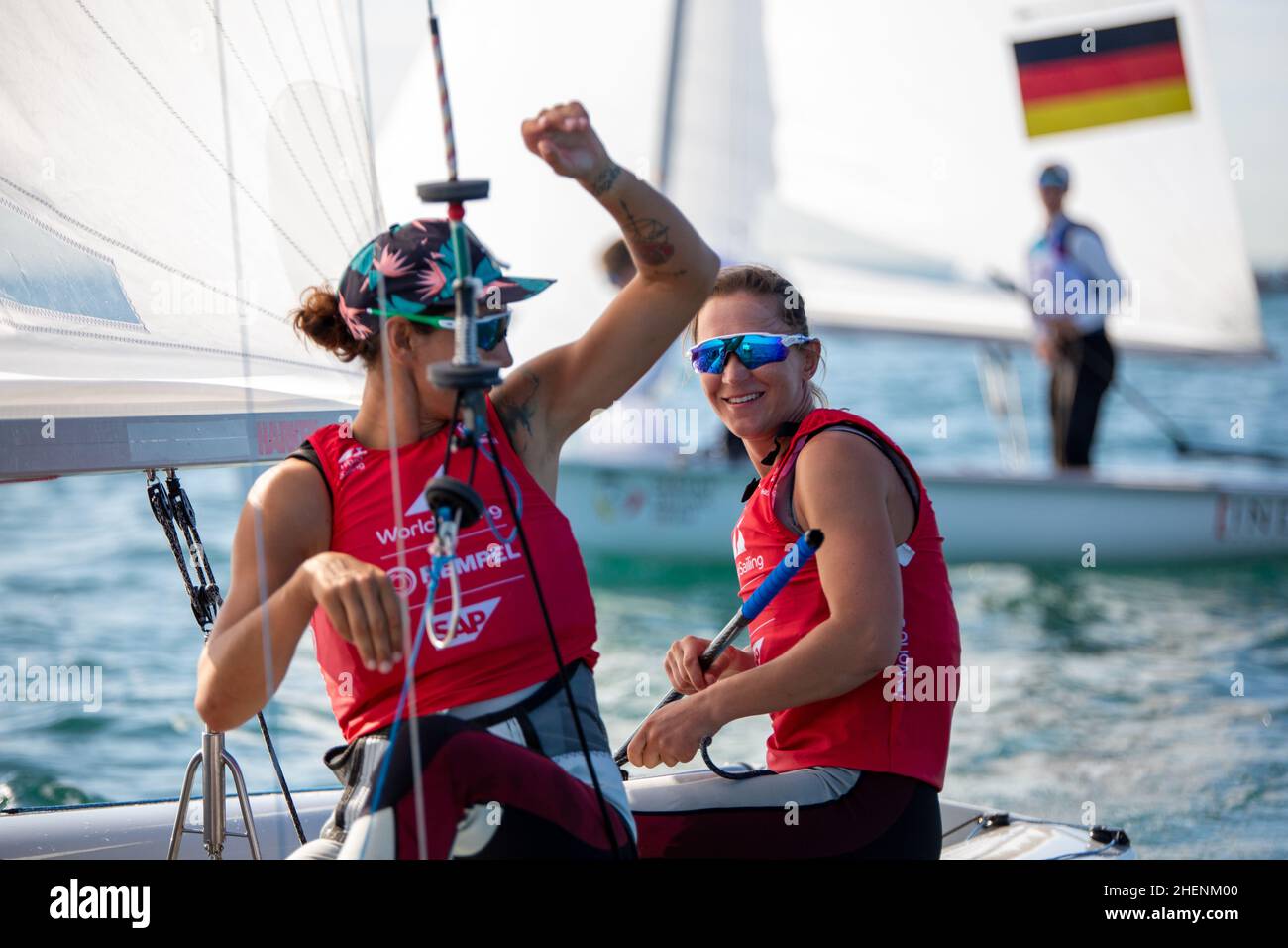 US Open Sailing Series - US Sailing. Serie di Coppa del mondo Hempel a Miami, Florida. Barche a vela. Foto Stock