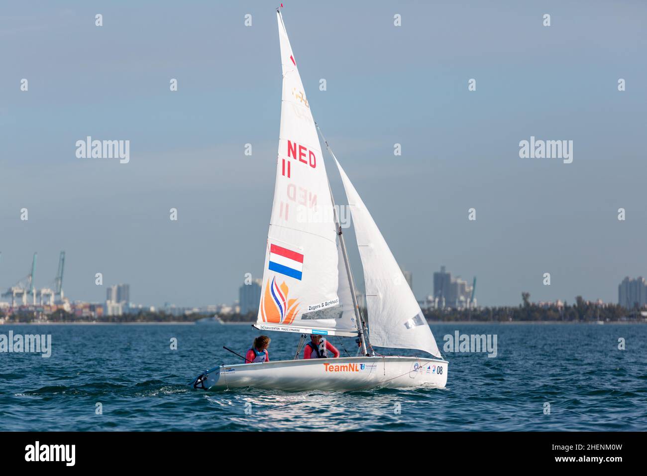 US Open Sailing Series - US Sailing. Serie di Coppa del mondo Hempel a Miami, Florida. Barche a vela. Foto Stock