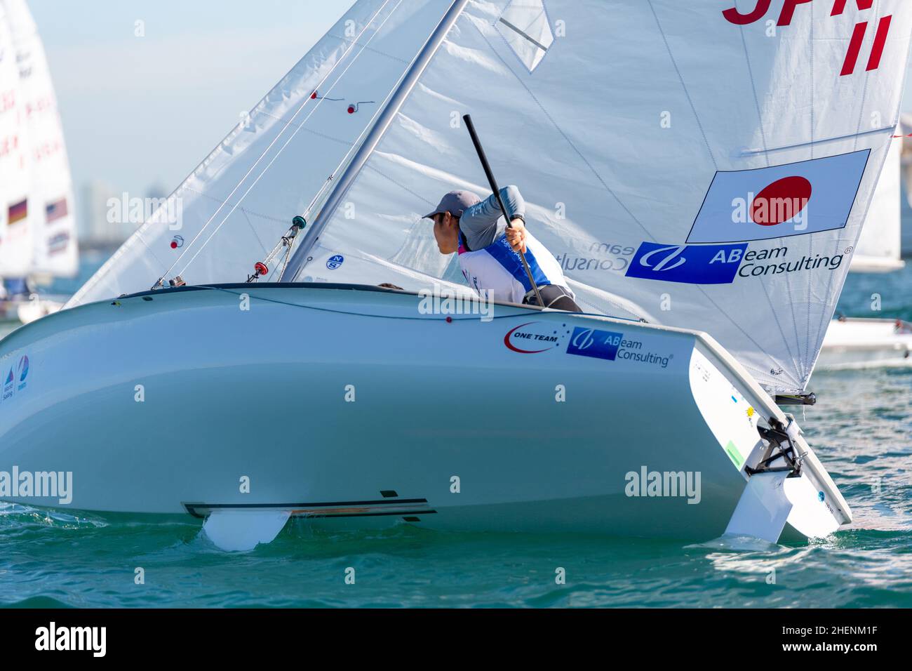US Open Sailing Series - US Sailing. Serie di Coppa del mondo Hempel a Miami, Florida. Barche a vela. Foto Stock