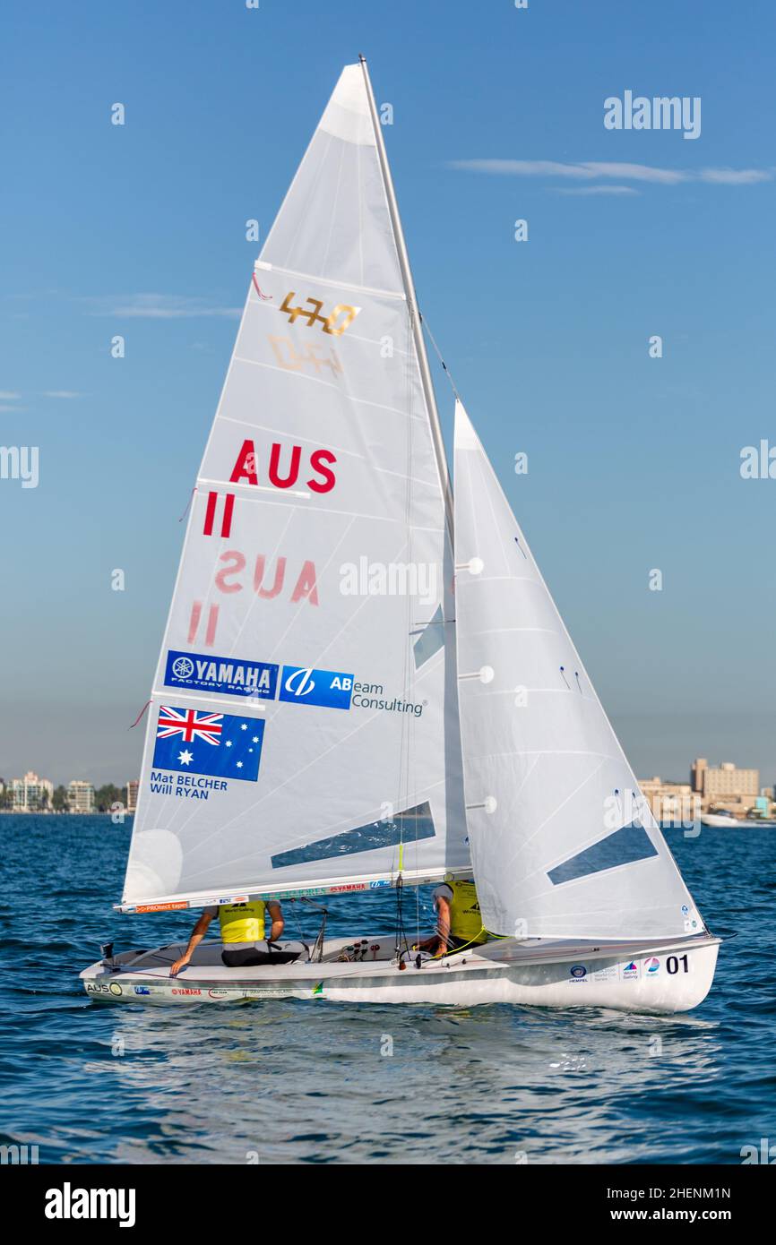 US Open Sailing Series - US Sailing. Serie di Coppa del mondo Hempel a Miami, Florida. Barche a vela. Foto Stock