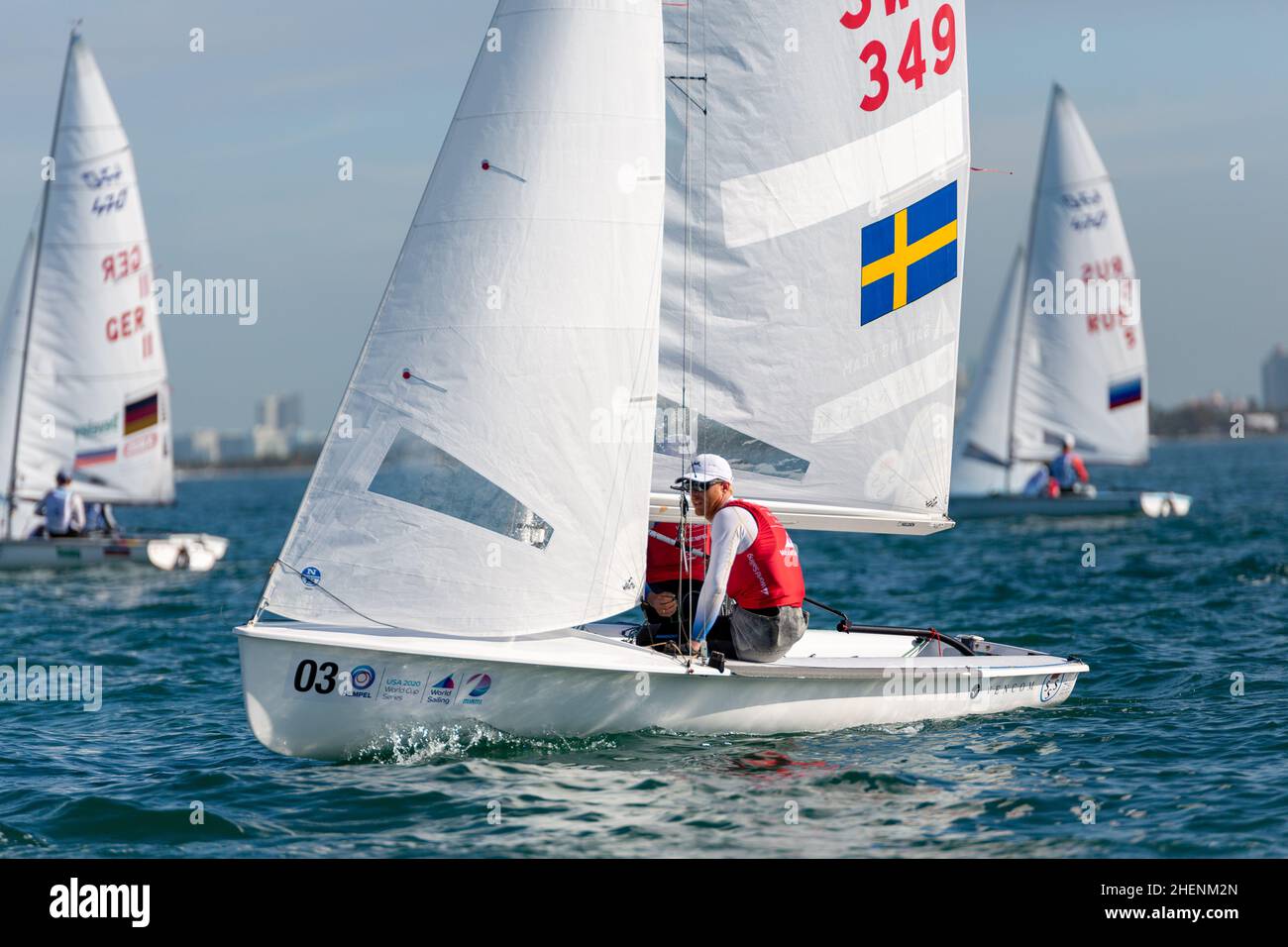 US Open Sailing Series - US Sailing. Serie di Coppa del mondo Hempel a Miami, Florida. Barche a vela. Foto Stock
