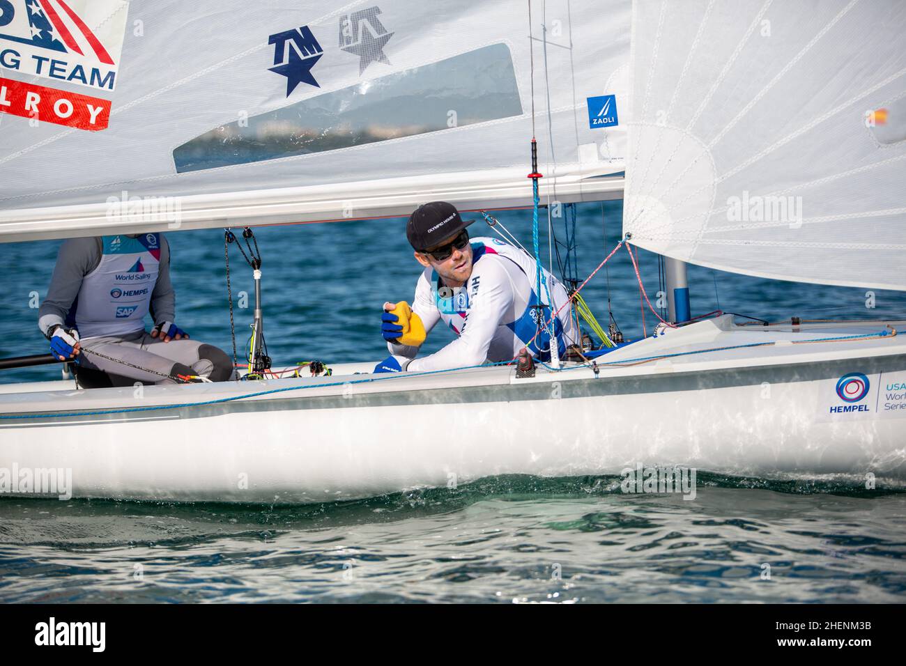 US Open Sailing Series - US Sailing. Serie di Coppa del mondo Hempel a Miami, Florida. Barche a vela. Foto Stock