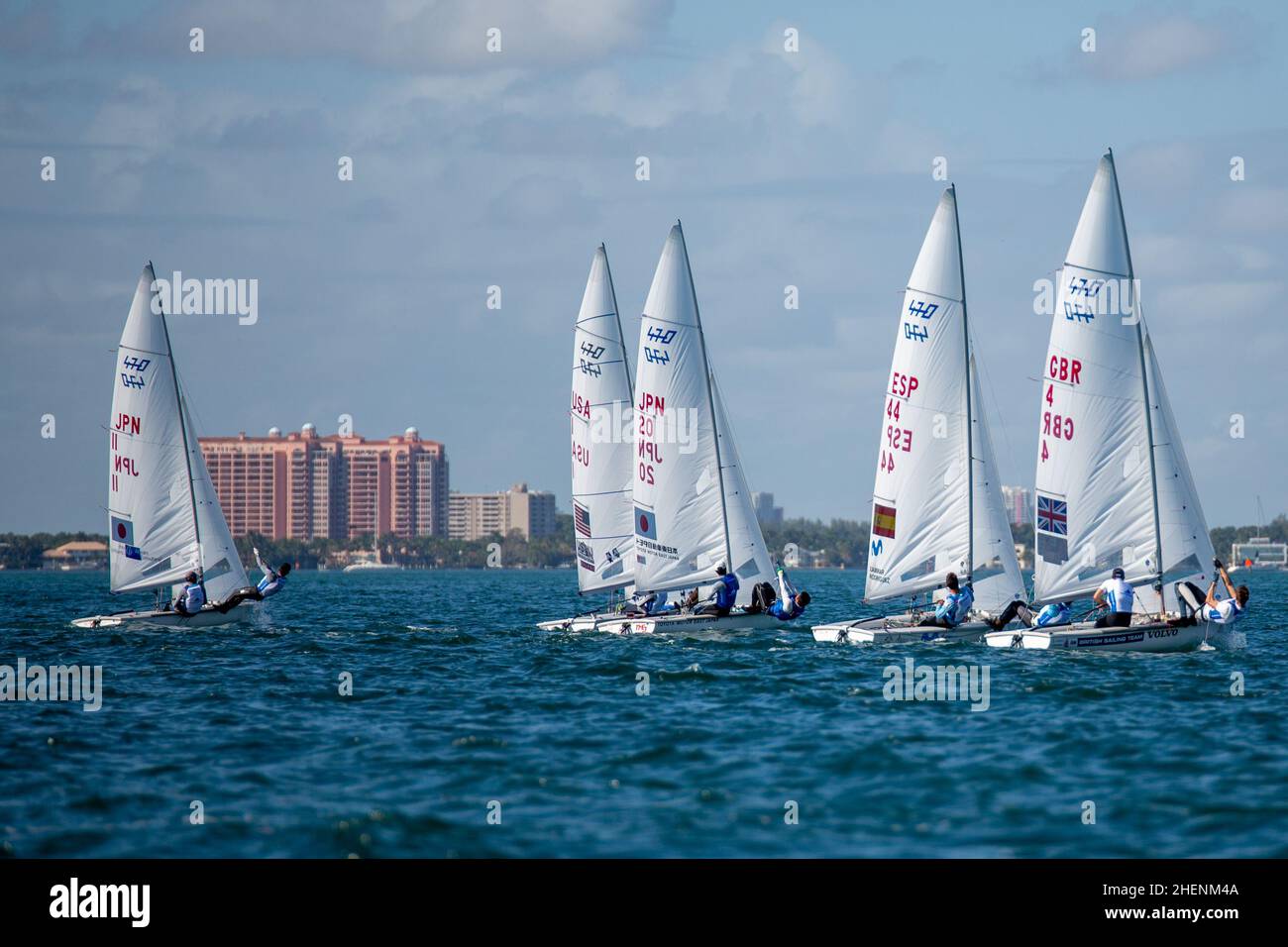US Open Sailing Series - US Sailing. Serie di Coppa del mondo Hempel a Miami, Florida. Barche a vela. Foto Stock