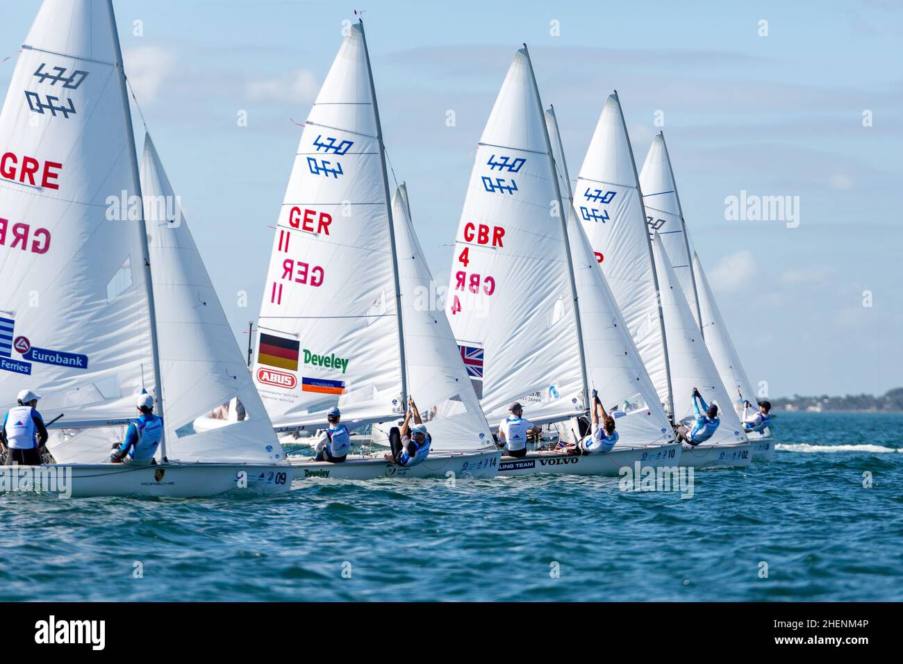 US Open Sailing Series - US Sailing. Serie di Coppa del mondo Hempel a Miami, Florida. Barche a vela. Foto Stock
