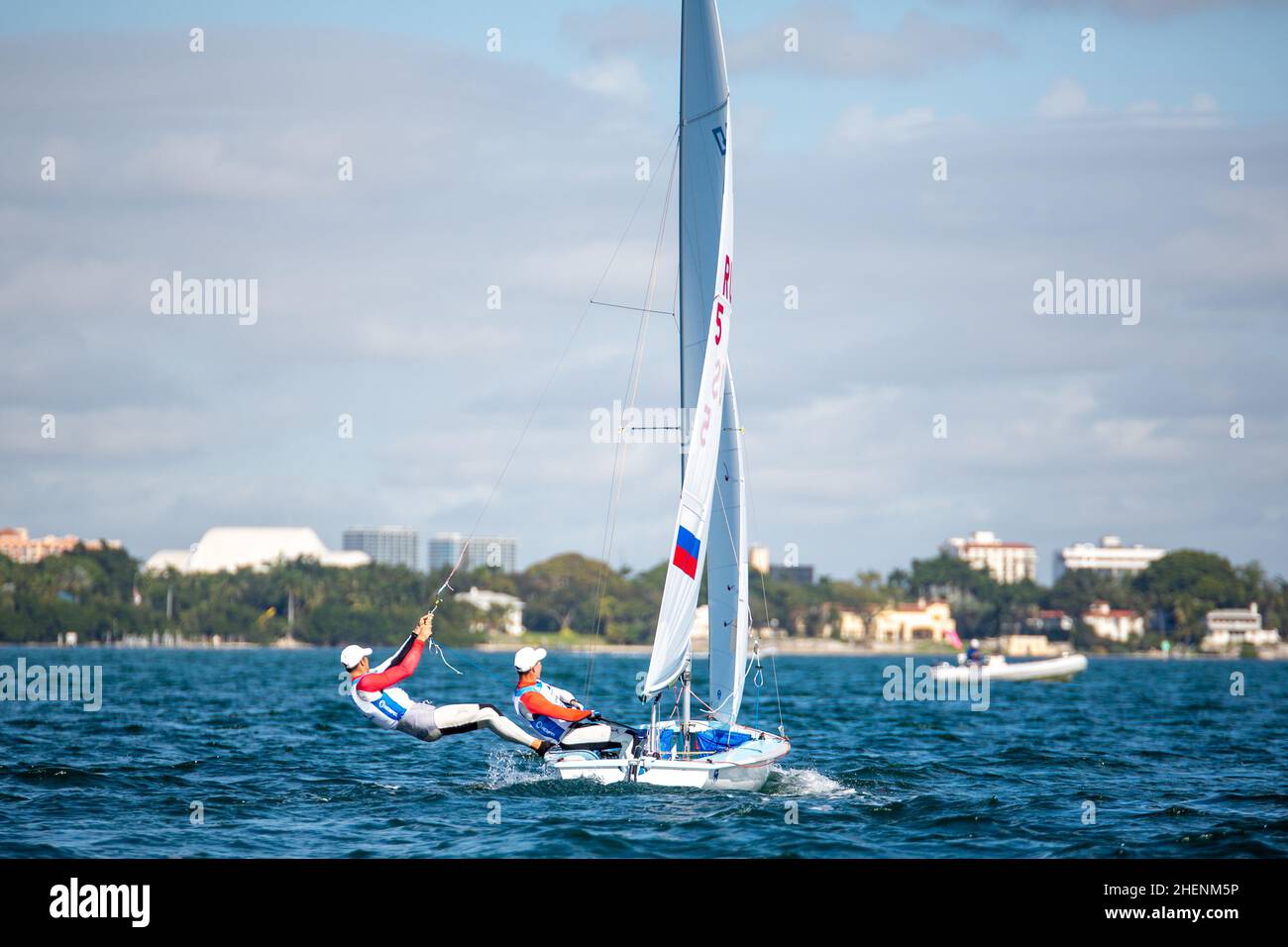 US Open Sailing Series - US Sailing. Serie di Coppa del mondo Hempel a Miami, Florida. Barche a vela. Foto Stock
