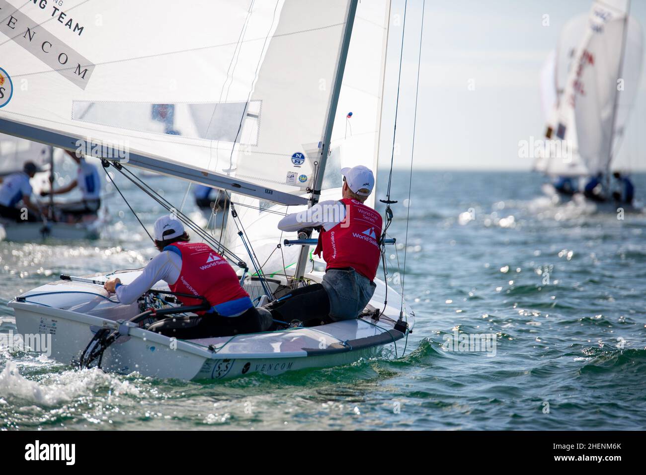 US Open Sailing Series - US Sailing. Serie di Coppa del mondo Hempel a Miami, Florida. Barche a vela. Foto Stock