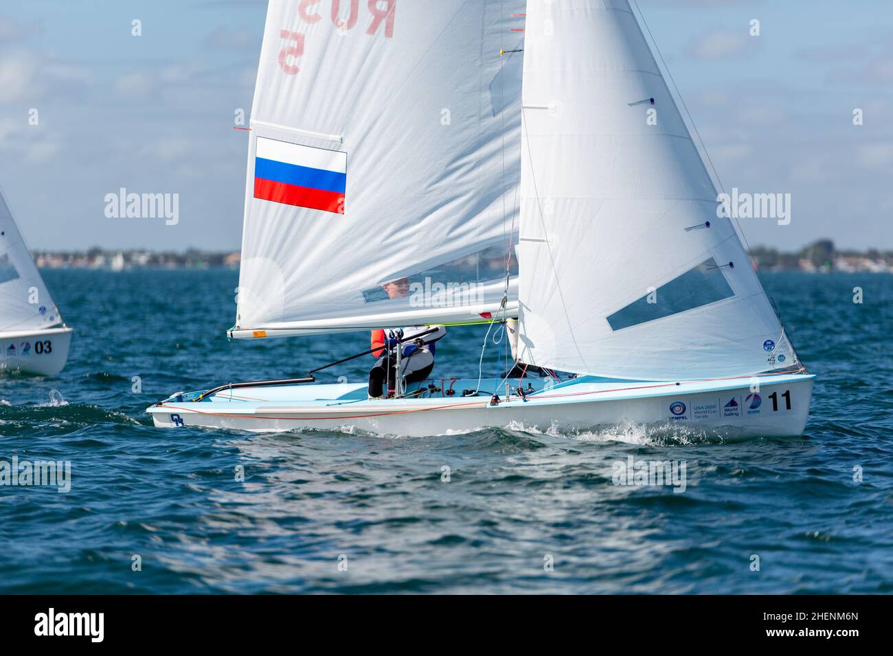 US Open Sailing Series - US Sailing. Serie di Coppa del mondo Hempel a Miami, Florida. Barche a vela. Foto Stock
