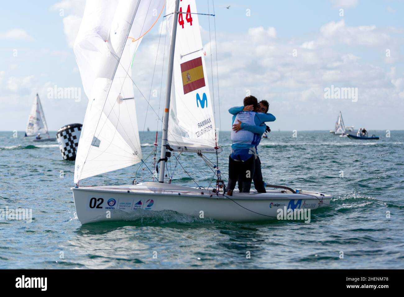 US Open Sailing Series - US Sailing. Serie di Coppa del mondo Hempel a Miami, Florida. Barche a vela. Foto Stock