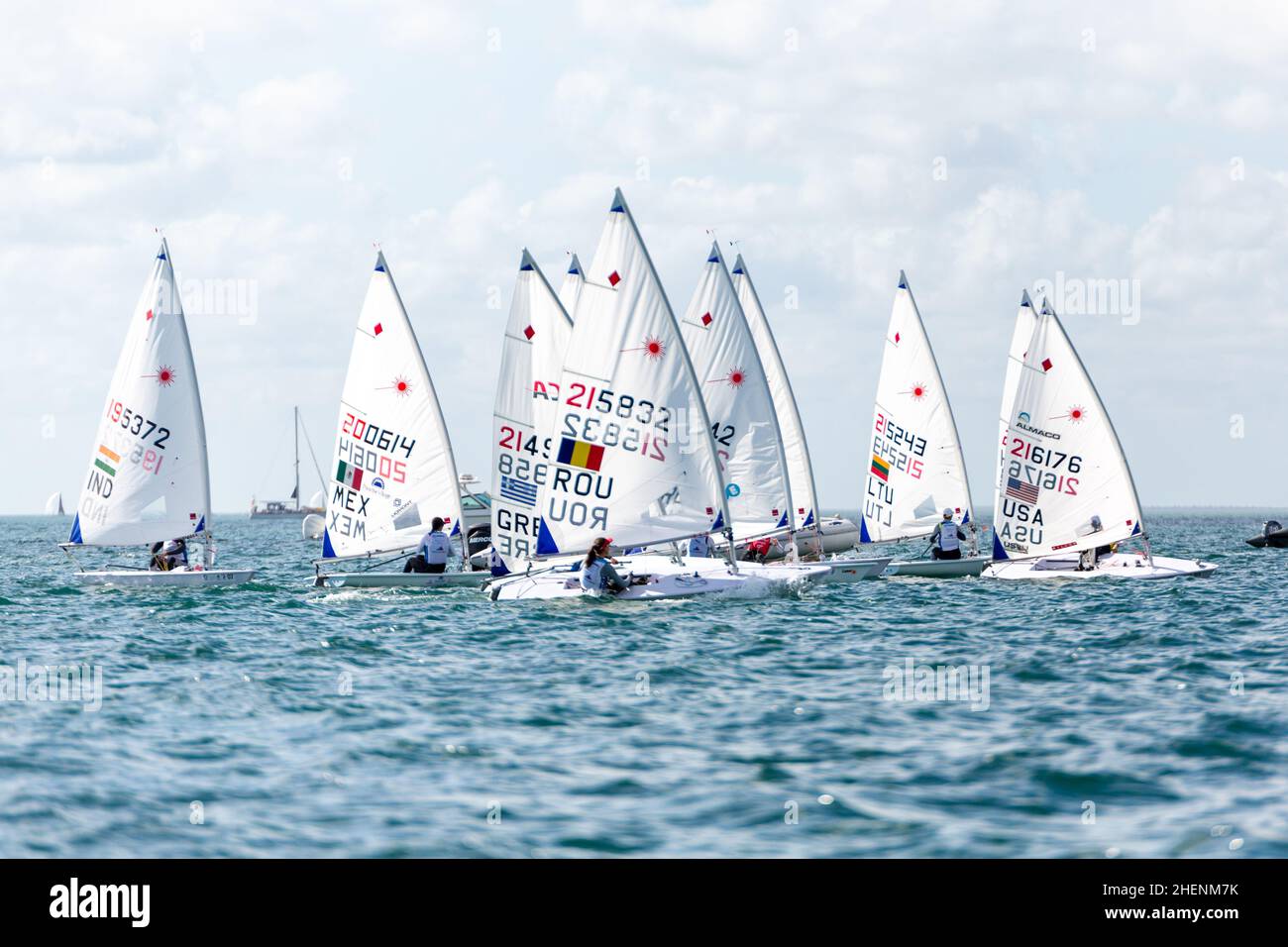 US Open Sailing Series - US Sailing. Serie di Coppa del mondo Hempel a Miami, Florida. Barche a vela. Foto Stock
