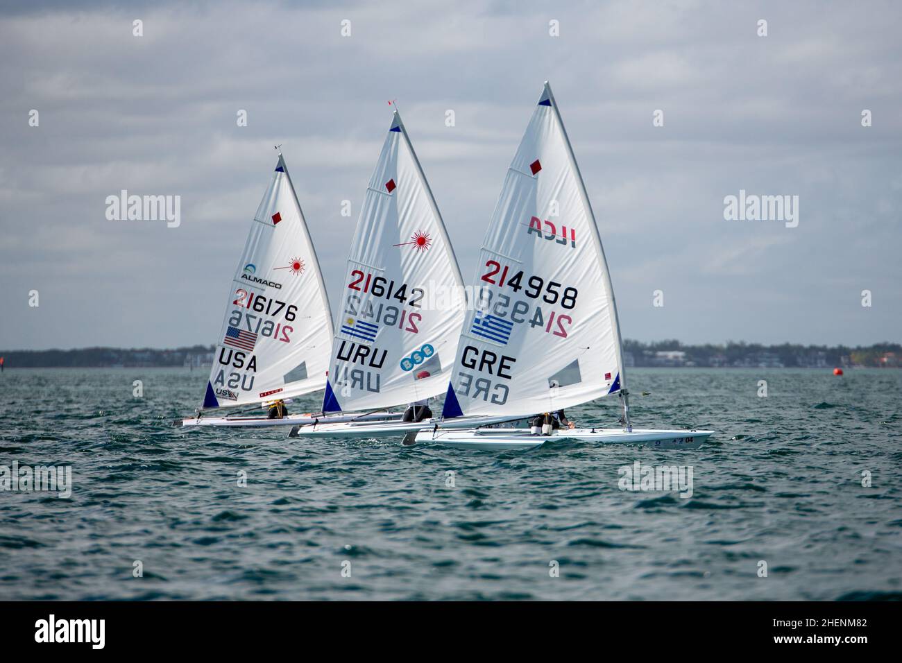 US Open Sailing Series - US Sailing. Serie di Coppa del mondo Hempel a Miami, Florida. Barche a vela. Foto Stock