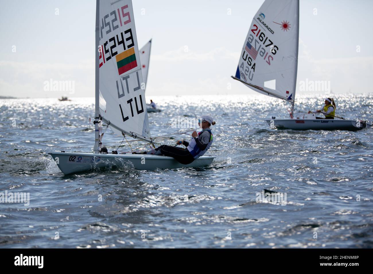 US Open Sailing Series - US Sailing. Serie di Coppa del mondo Hempel a Miami, Florida. Barche a vela. Foto Stock