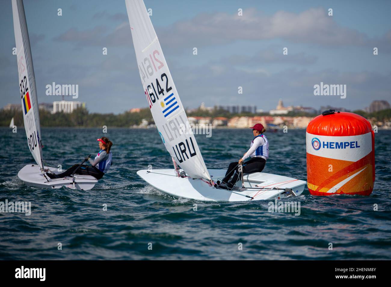 US Open Sailing Series - US Sailing. Serie di Coppa del mondo Hempel a Miami, Florida. Barche a vela. Foto Stock