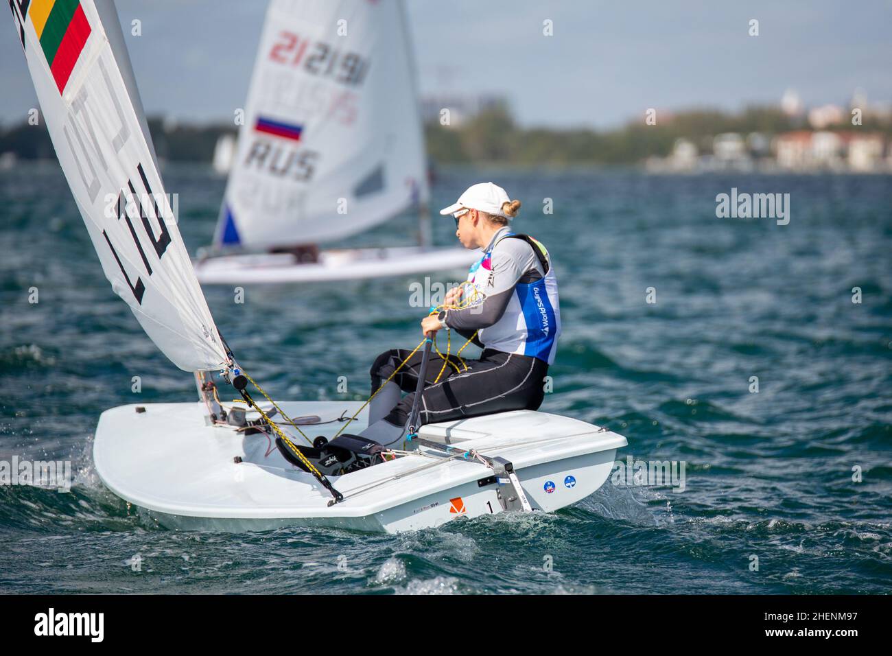 US Open Sailing Series - US Sailing. Serie di Coppa del mondo Hempel a Miami, Florida. Barche a vela. Foto Stock