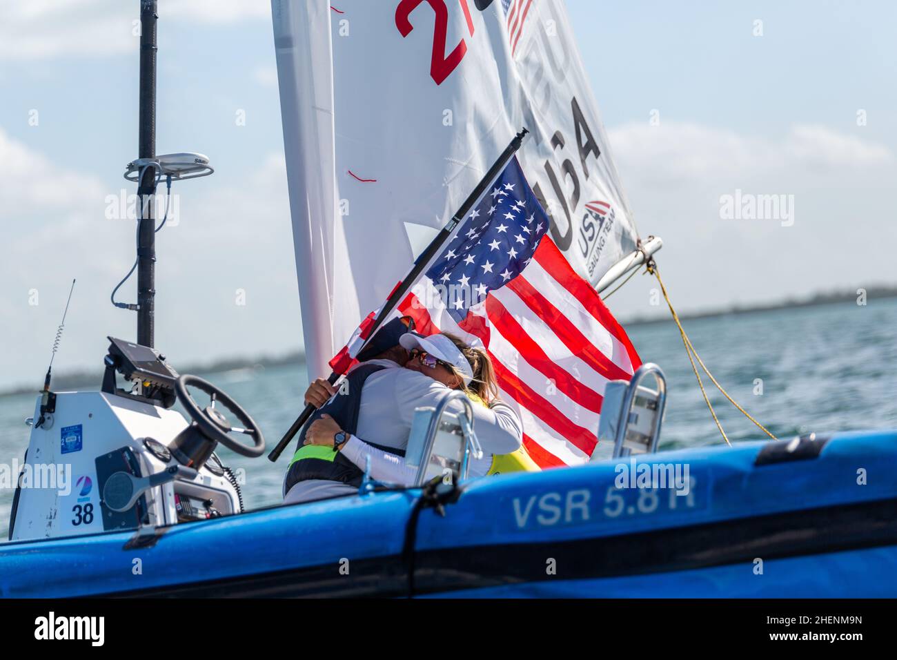 US Open Sailing Series - US Sailing. Serie di Coppa del mondo Hempel a Miami, Florida. Barche a vela. Foto Stock