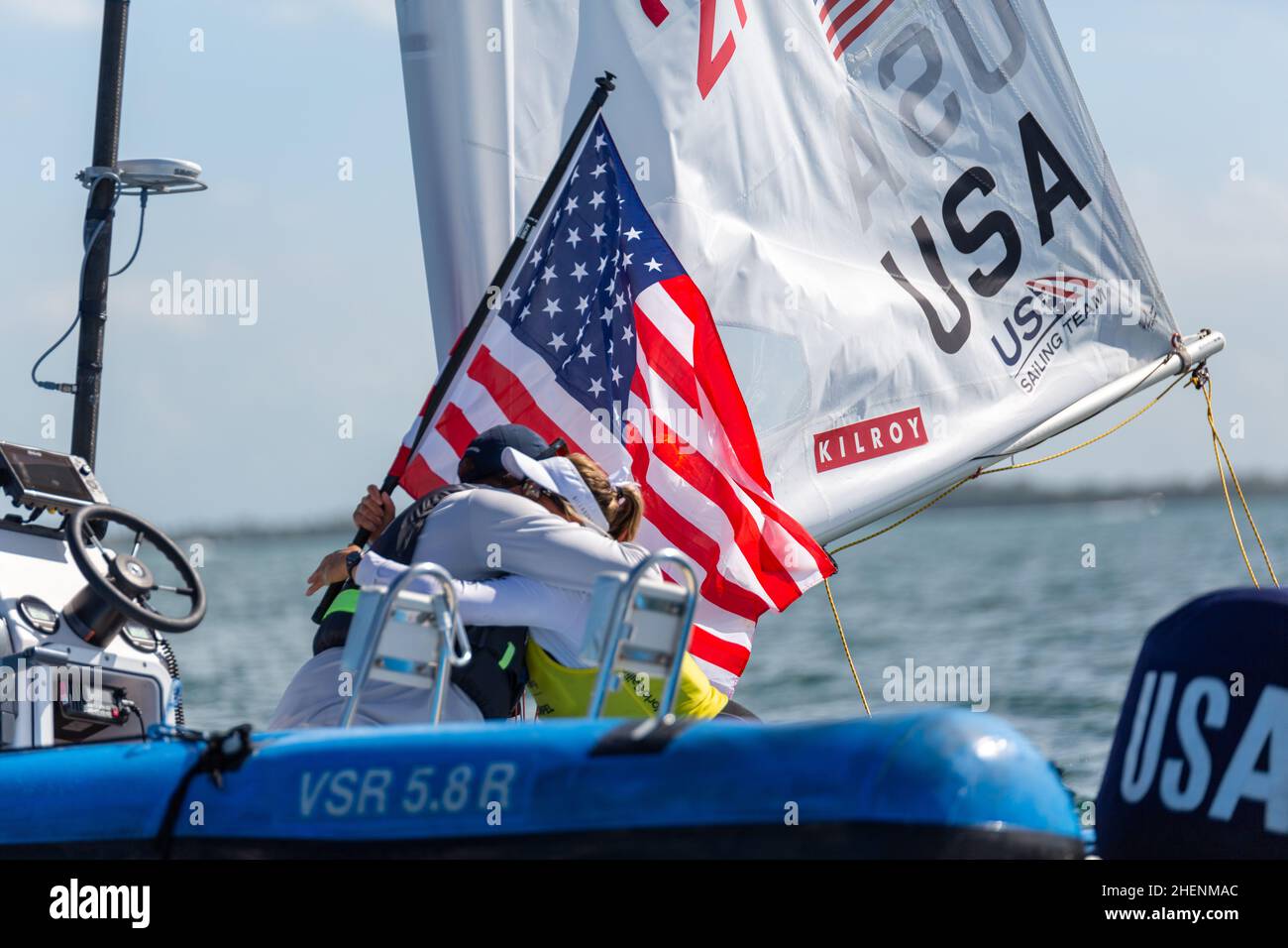 US Open Sailing Series - US Sailing. Serie di Coppa del mondo Hempel a Miami, Florida. Barche a vela. Foto Stock