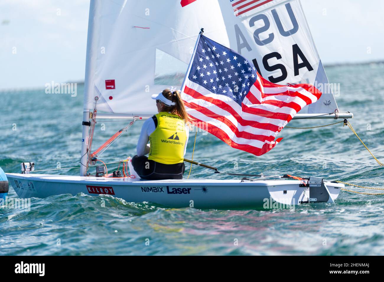 US Open Sailing Series - US Sailing. Serie di Coppa del mondo Hempel a Miami, Florida. Barche a vela. Foto Stock