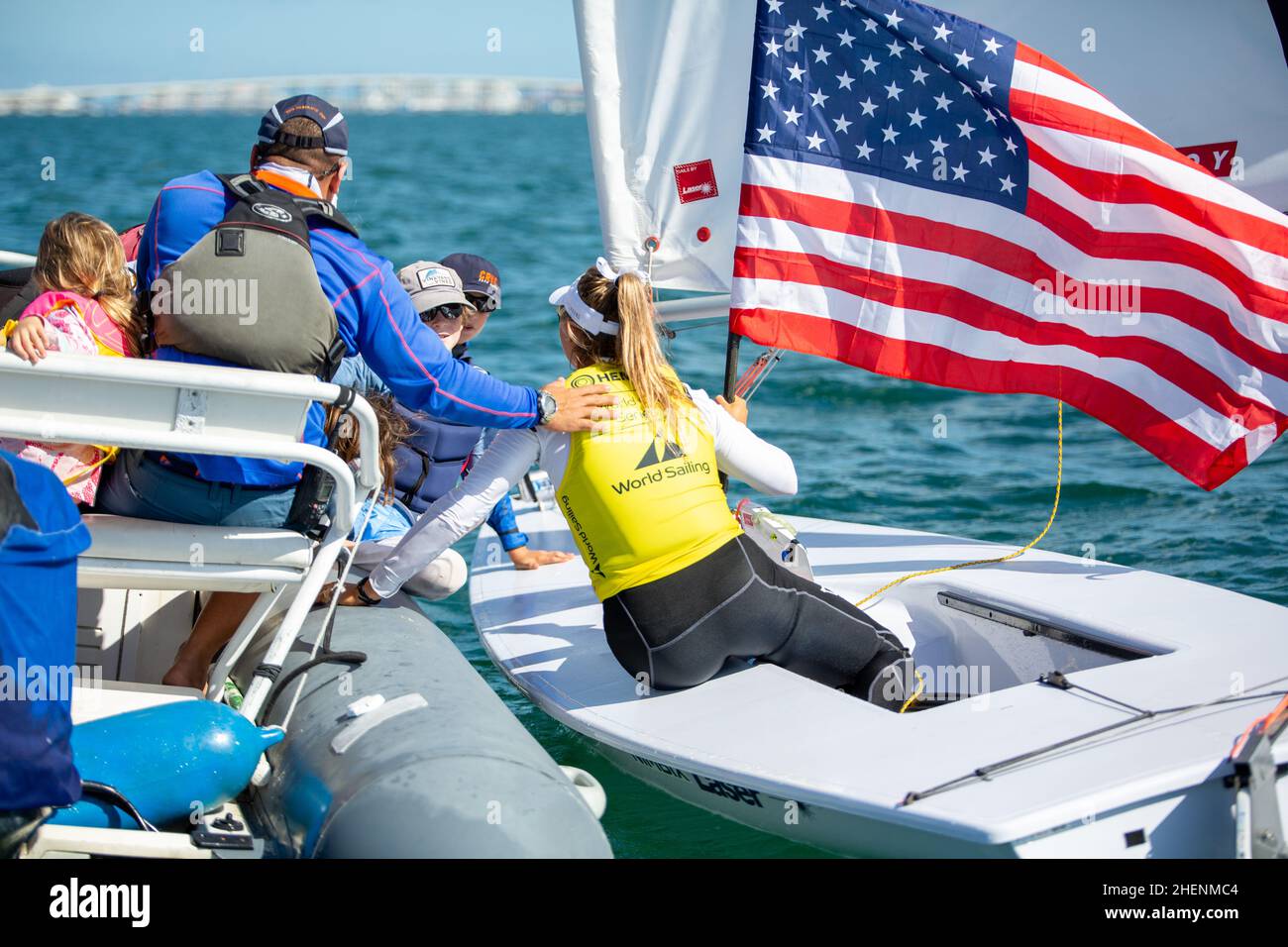 US Open Sailing Series - US Sailing. Serie di Coppa del mondo Hempel a Miami, Florida. Barche a vela. Foto Stock