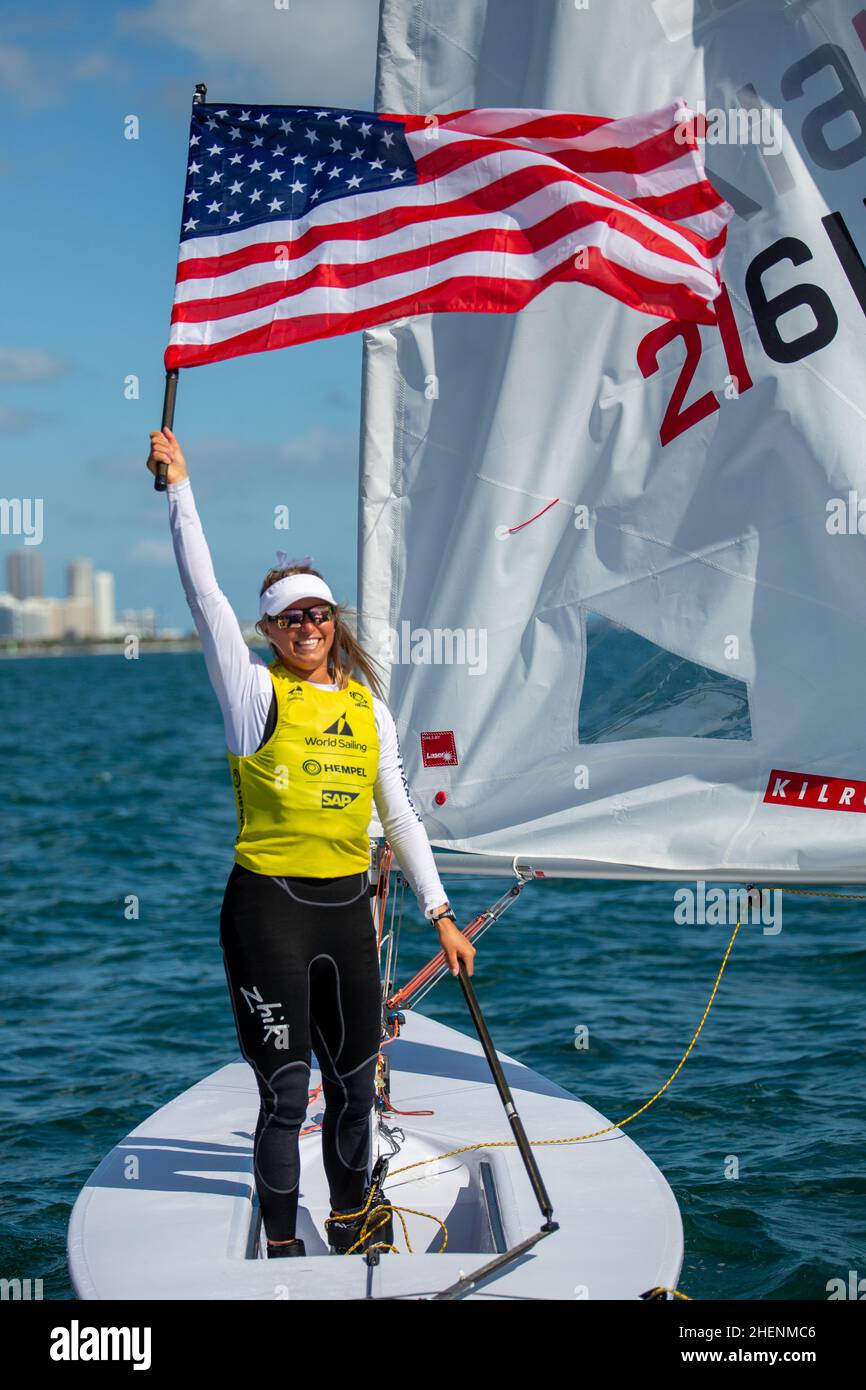 US Open Sailing Series - US Sailing. Serie di Coppa del mondo Hempel a Miami, Florida. Barche a vela. Foto Stock