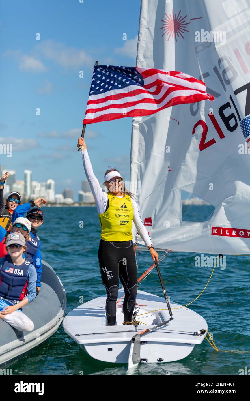 US Open Sailing Series - US Sailing. Serie di Coppa del mondo Hempel a Miami, Florida. Barche a vela. Foto Stock