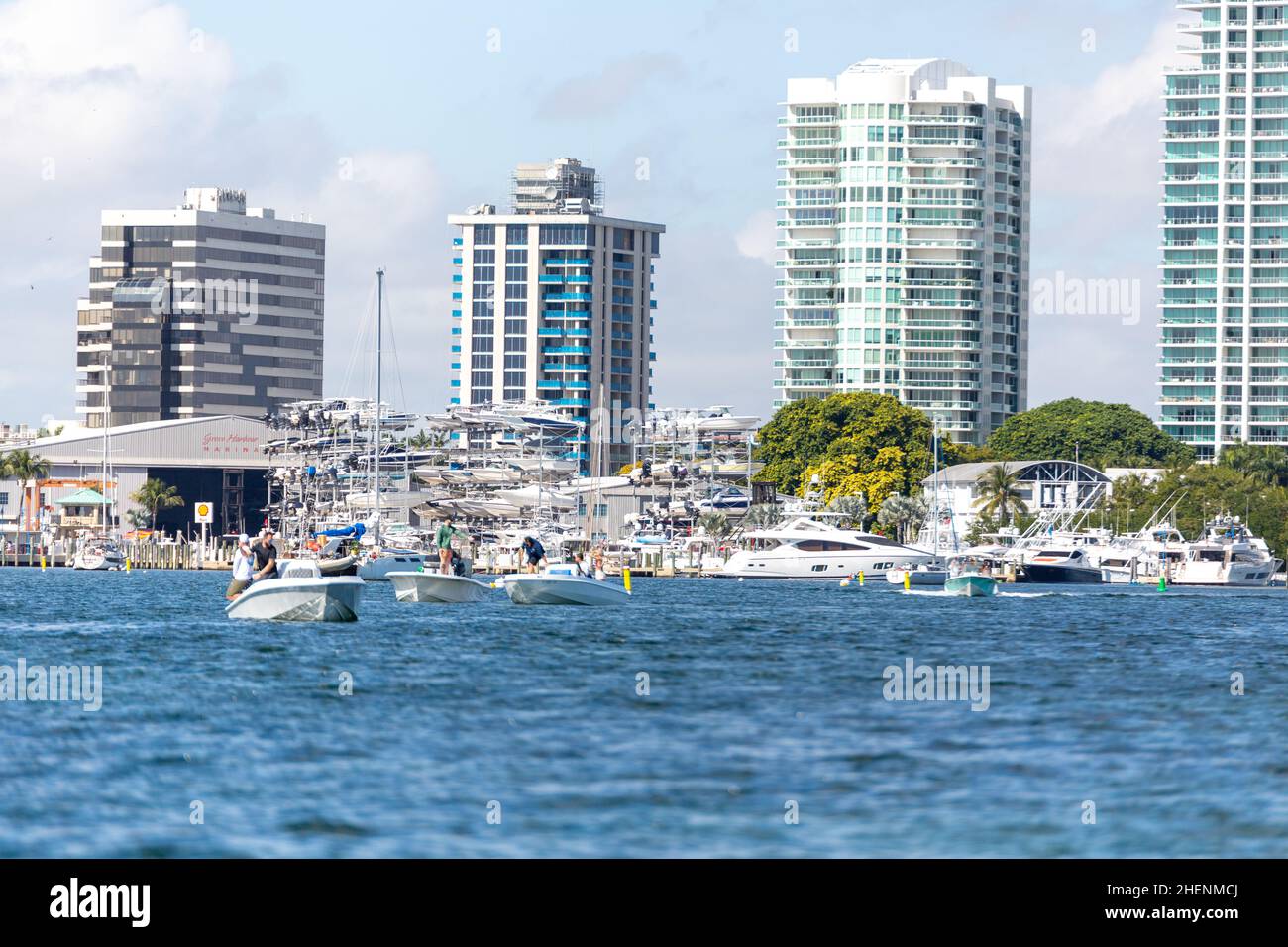 US Open Sailing Series - US Sailing. Serie di Coppa del mondo Hempel a Miami, Florida. Barche a vela. Foto Stock