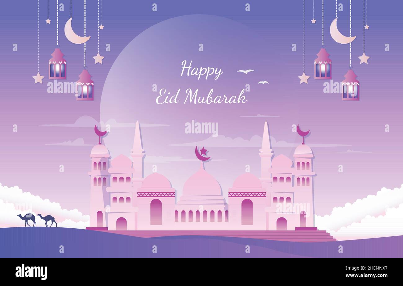 Arabian Happy Eid Mubarak Islamic Celebration Vector Illustration Illustrazione Vettoriale