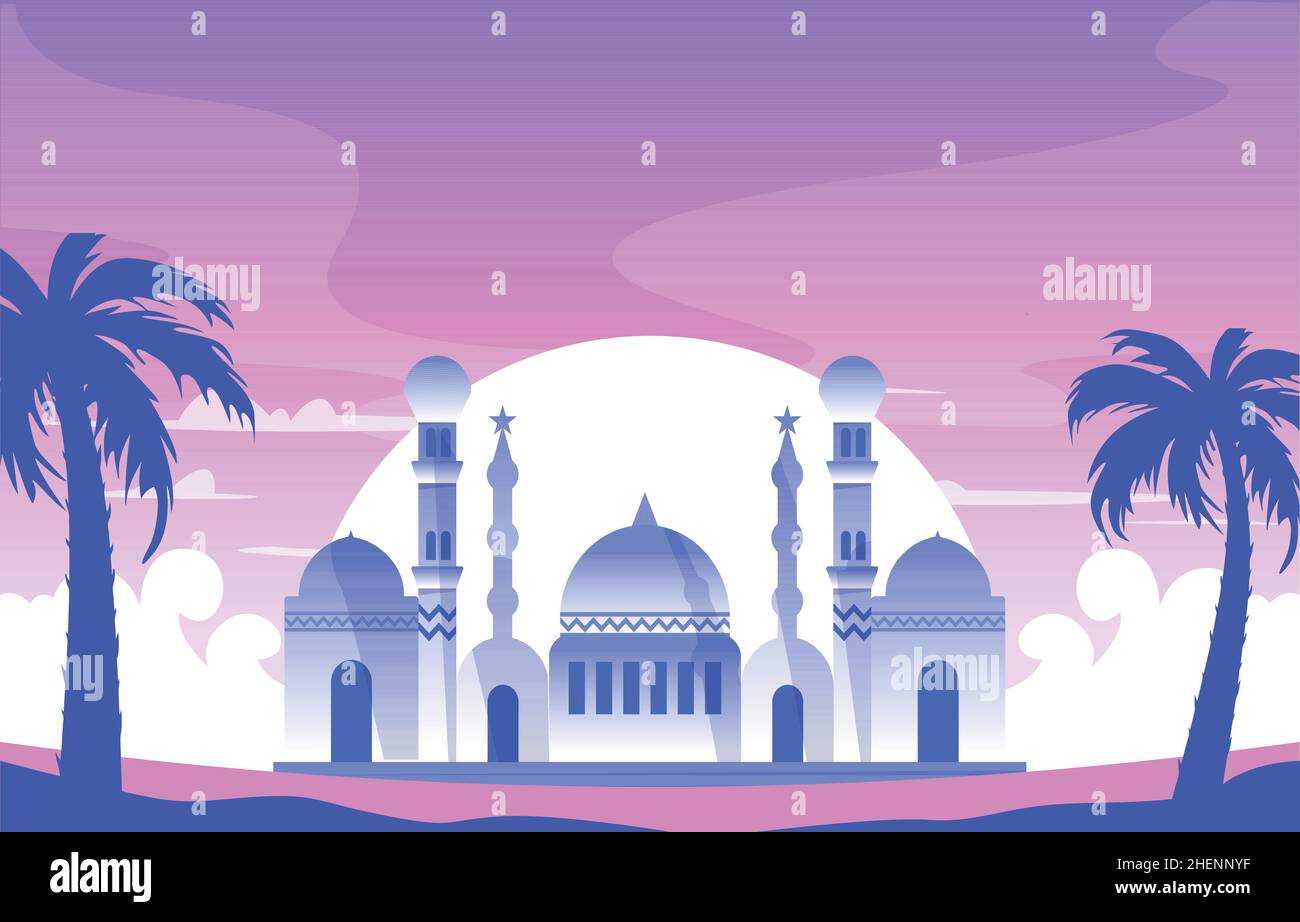 Ramadan Kareem Eid Mubarak Moschea natura Islamic Celebration Illustrazione Illustrazione Vettoriale