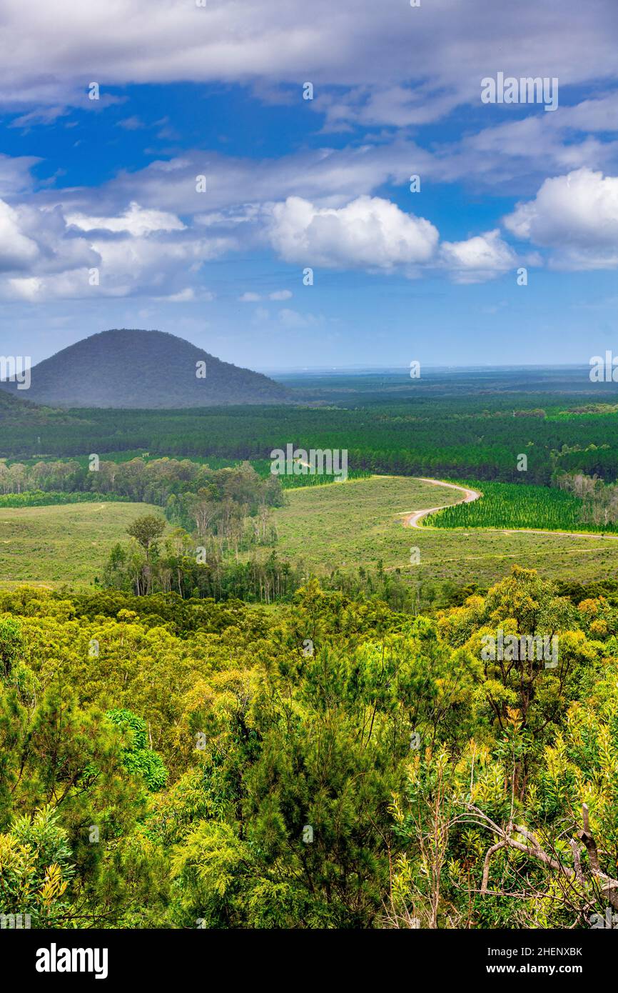 Glass House Mountains nella Sunshine Coast. Beerwah, Queensland, Australia Foto Stock