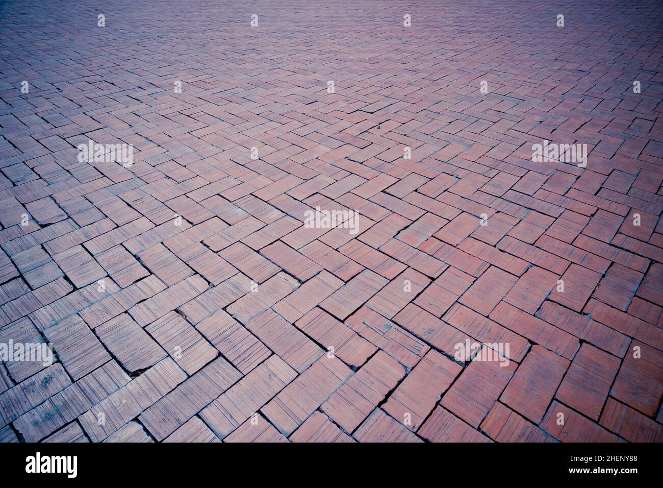 Pavimento in pietra di mattoni rossi Foto Stock