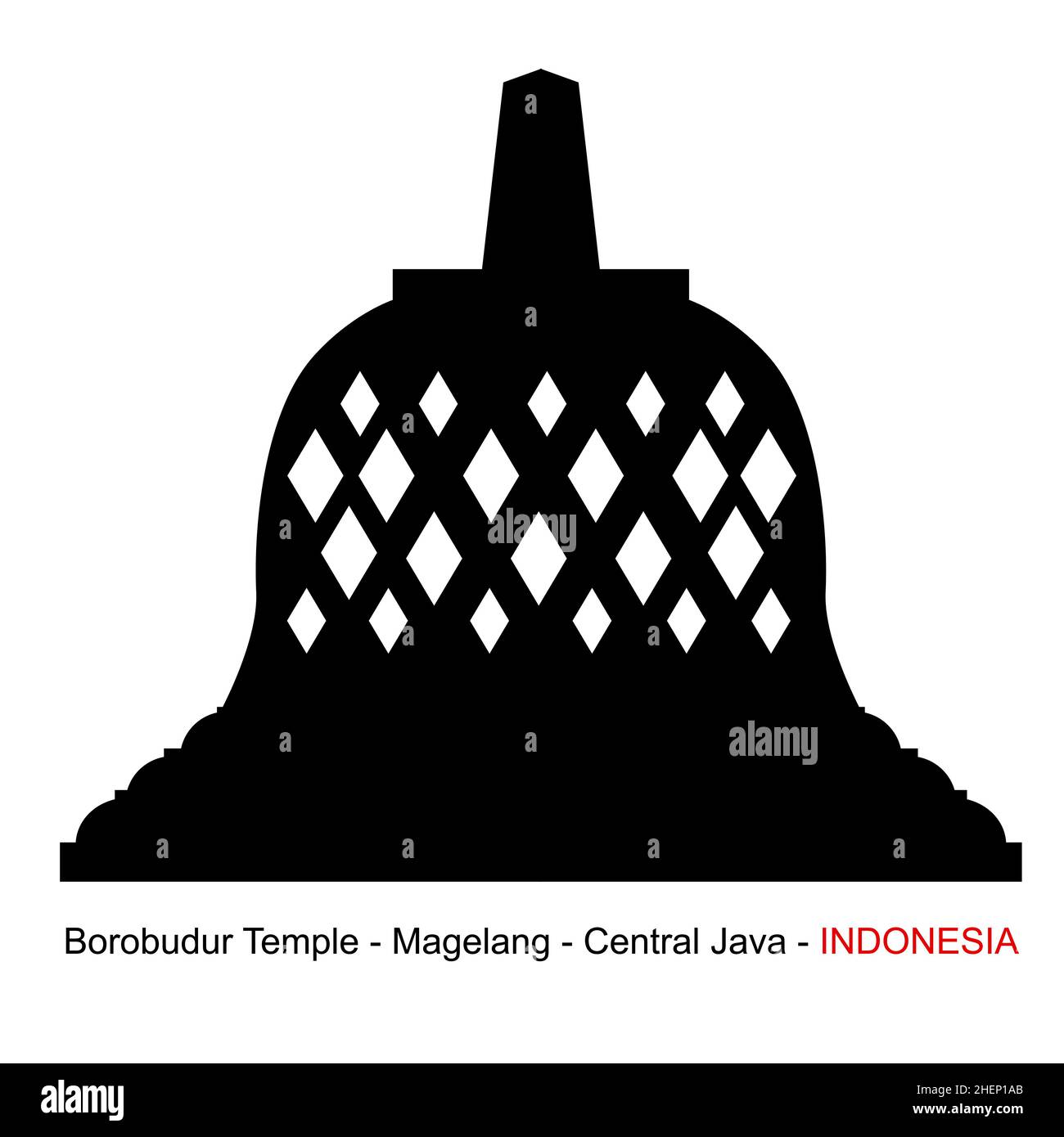 Silhouette Borobudur Temple, Indonesia edificio storico Illustrazione Vettoriale