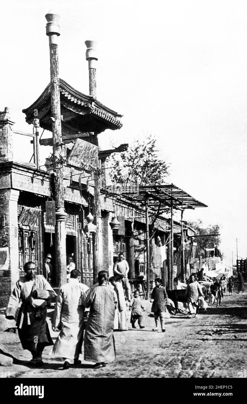 Street scene, Pechino, Cina, inizio 1900s Foto Stock