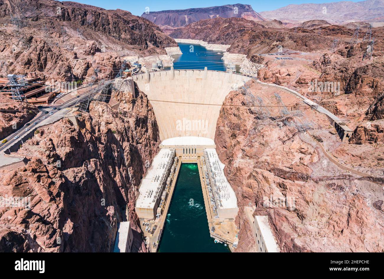 La diga di Hoover sulla giornata di sole,Nevada,Stati Uniti d'America. Foto Stock