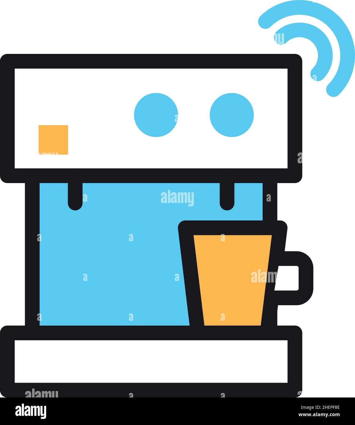 Icona del bollitore per caffè. Dispositivo smart house. Concetto di Internet delle cose Illustrazione Vettoriale